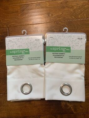 The Spring Shop White Single Grommet Curtain Panel with Silver Ring